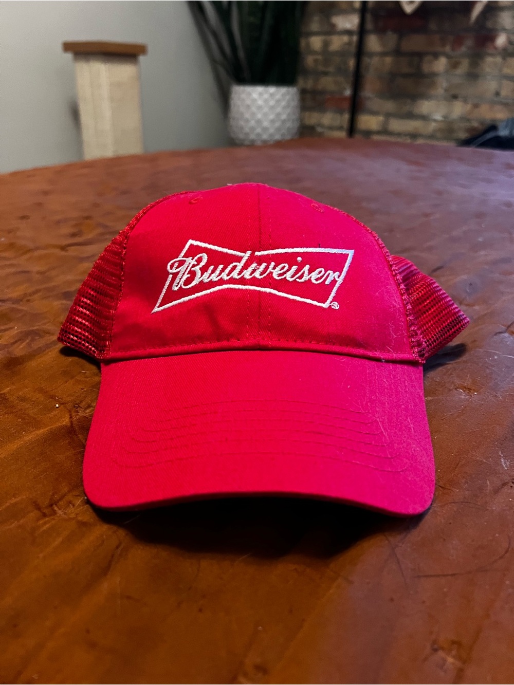 Vintage Budweiser Red Hat with White Logo